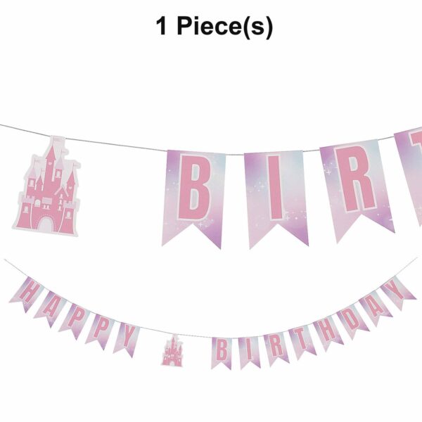 Pink Princess Castle Happy Birthday Pennant Banner