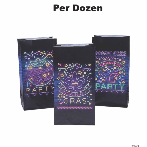 Mardi Gras Glow Treat Bags - 12 Pc.