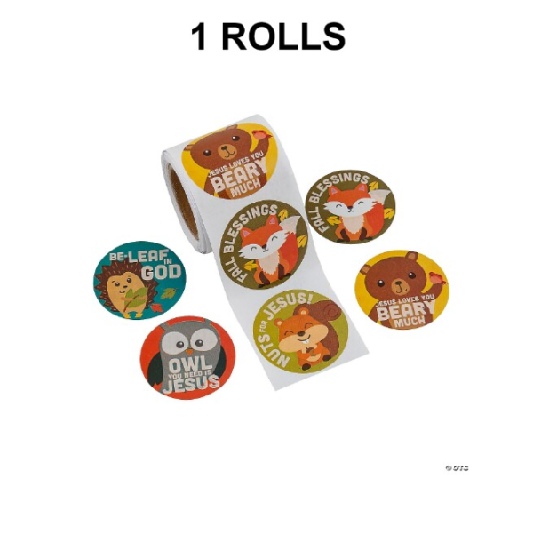 Religious Fall Animal Sticker Roll 100 Pc.